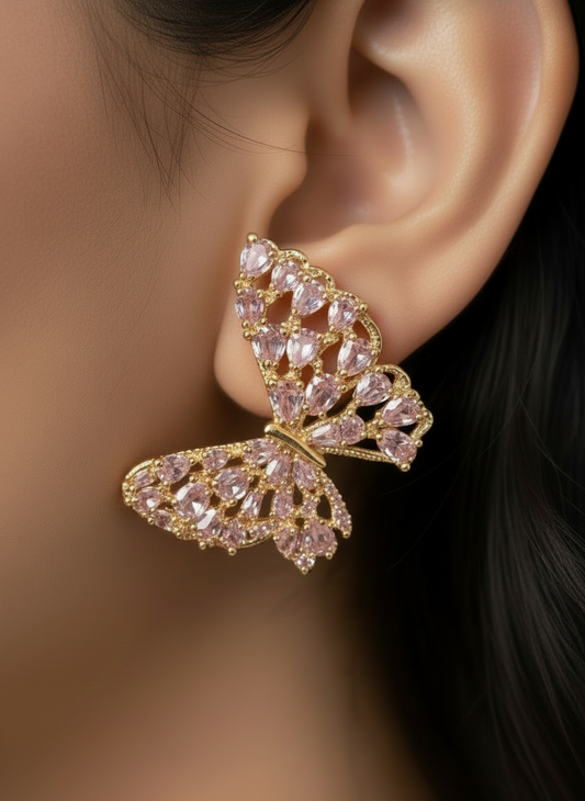 PINK DIAMOND BUTTERFLY ABELIE EARRINGS
