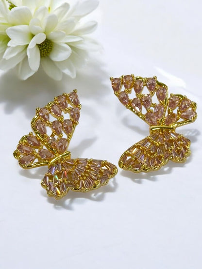 PINK DIAMOND BUTTERFLY ABELIE EARRINGS