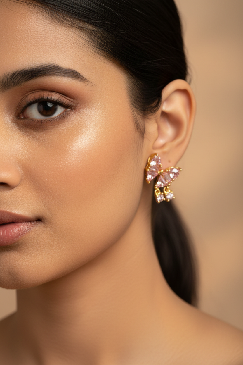 PINK DIAMOND BUTTERFLY HERISH EARRINGS
