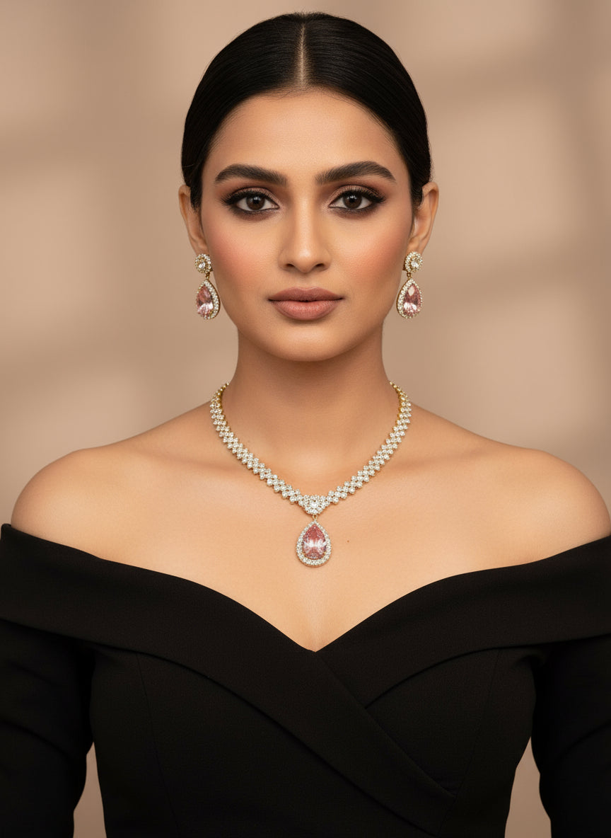 PINK DIAMOND OMARY NECKLACE SET