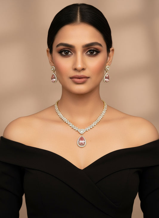 PINK DIAMOND OMARY NECKLACE SET