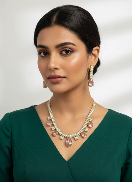 PINK DIAMOND SYROEL NECKLACE SET