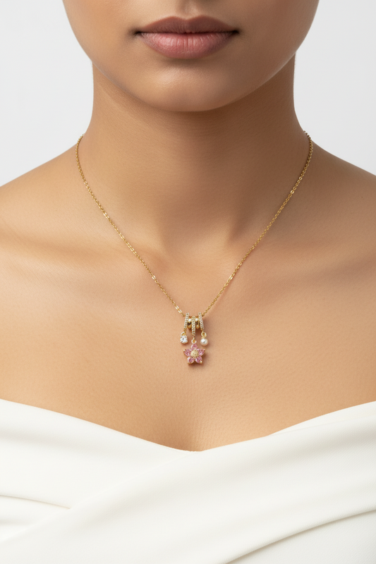 PINK FLORAL AILANY NECKLACE