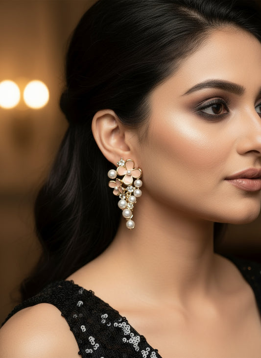 PINK FLOWER COREY EARRINGS