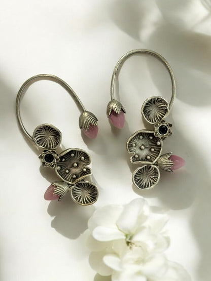 PINK LOTUS LEAF AISHA GERMAN SILVER EAR CUFF