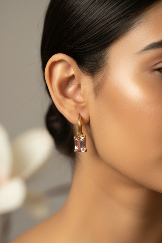 PINK STONE BOWEN EARRINGS