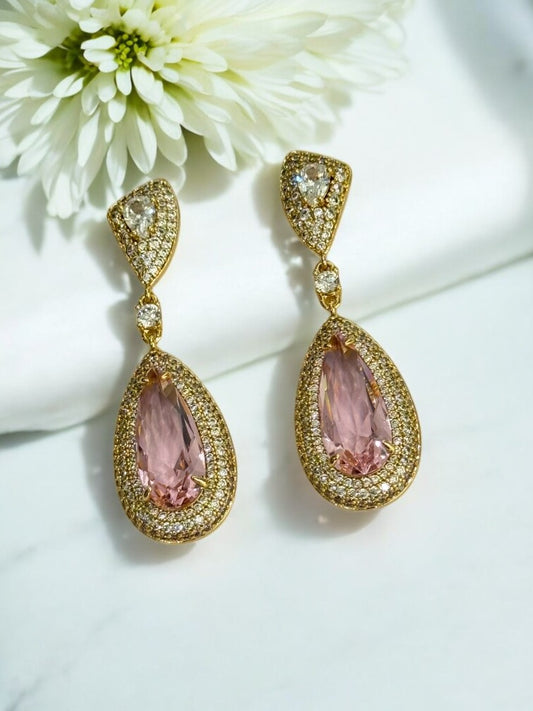 PINK DROP STONE MORDE EARRINGS