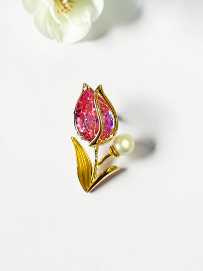 PINK TULIP PRARTHI BROOCH