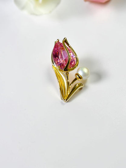 PINK TULIP PRARTHI BROOCH