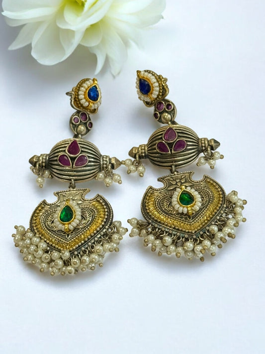 PINK DEEPMALA GERMAN SILVER EARRINGS