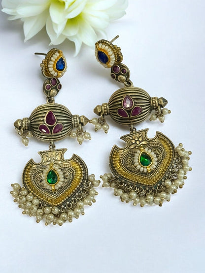 PINK DEEPMALA GERMAN SILVER EARRINGS