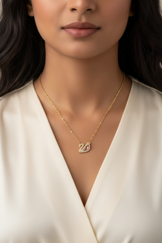PINK DIAMOND SWAN KRISTHA NECKLACE
