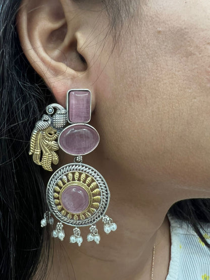 PINK LOHITA GERMAN SILVER EARRINGS