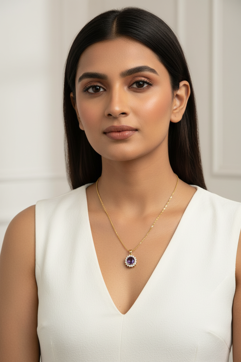 PURPLE DIAMOND AXSON NECKLACE