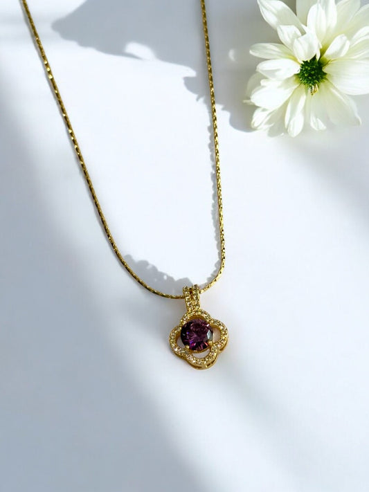 PURPLE DIAMOND BODHI NECKLACE