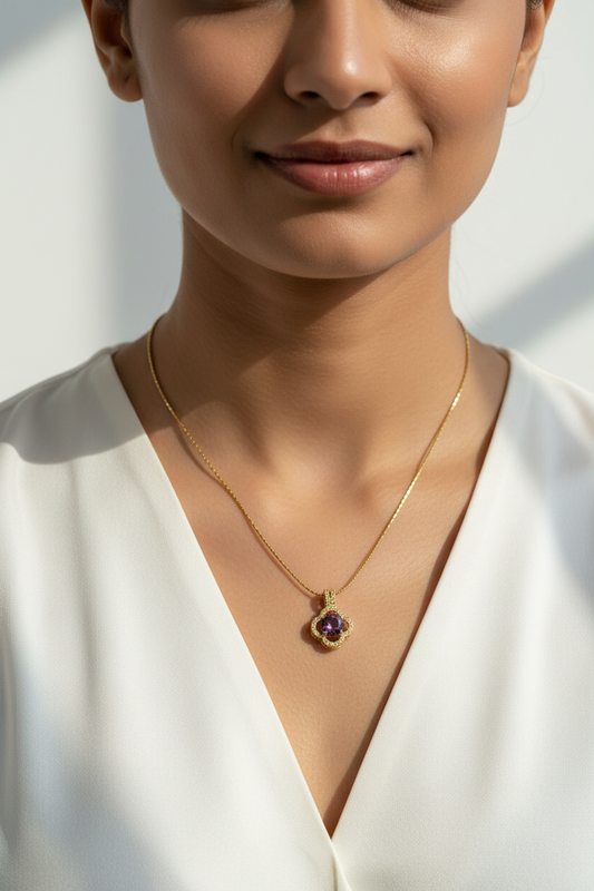 PURPLE DIAMOND BODHI NECKLACE