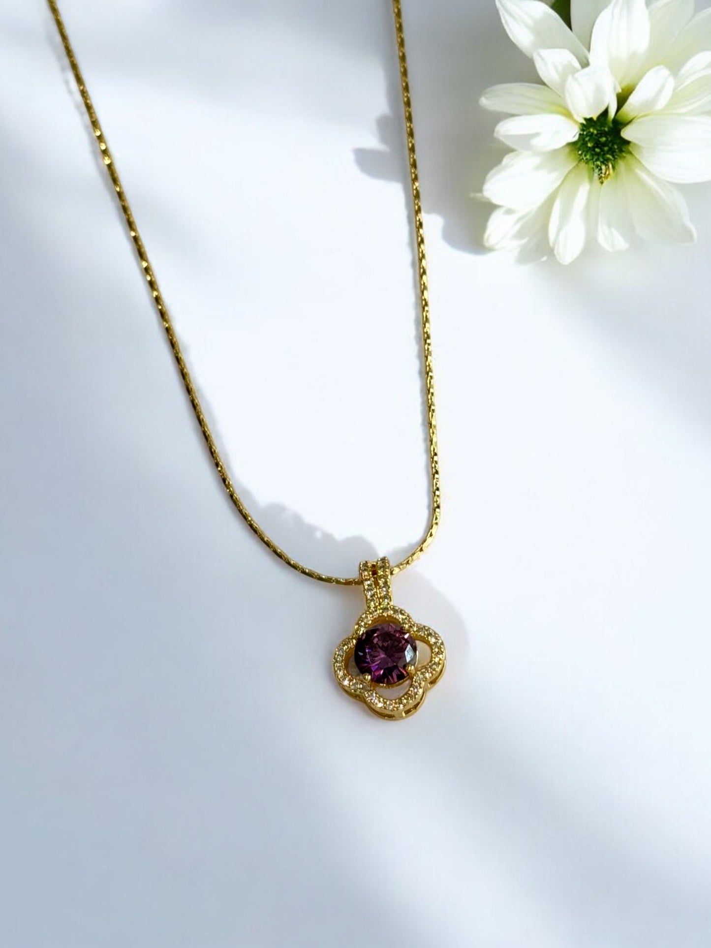 PURPLE DIAMOND BODHI NECKLACE