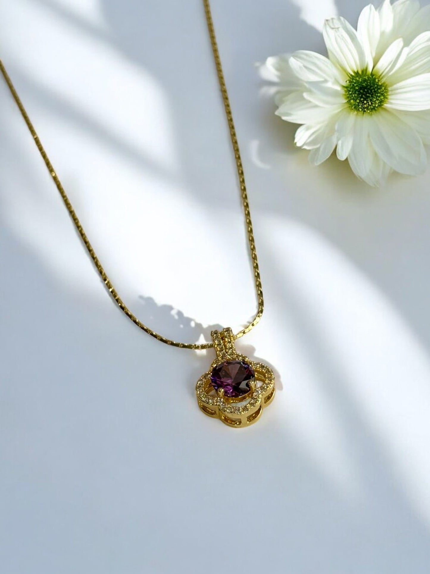 PURPLE DIAMOND BODHI NECKLACE
