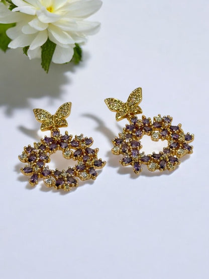 PURPLE DIAMOND BUTTERFLY GAVINE EARRINGS