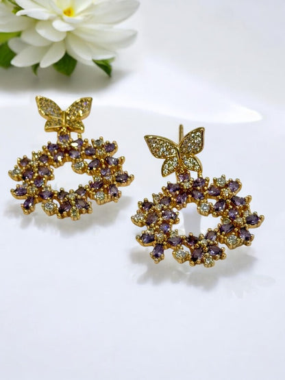 PURPLE DIAMOND BUTTERFLY GAVINE EARRINGS