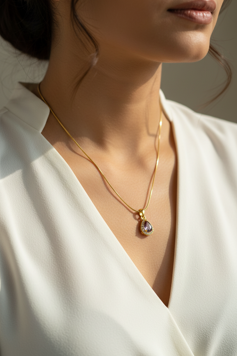 PURPLE DROP DIAMOND DAVIS NECKLACE