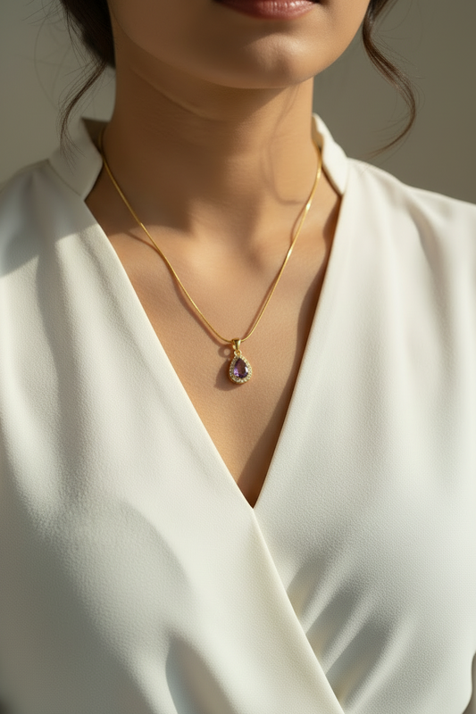 PURPLE DROP DIAMOND DAVIS NECKLACE