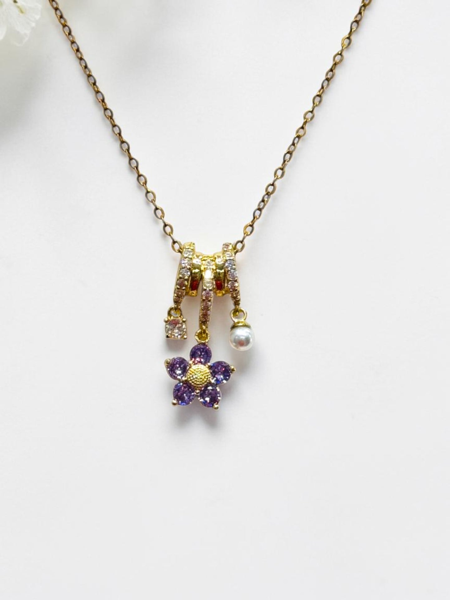 PURPLE FLORAL AILANY NECKLACE