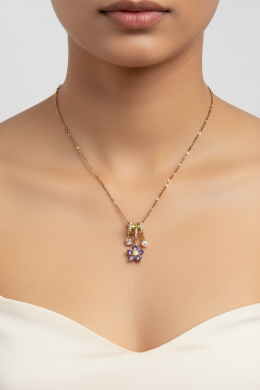 PURPLE FLORAL AILANY NECKLACE