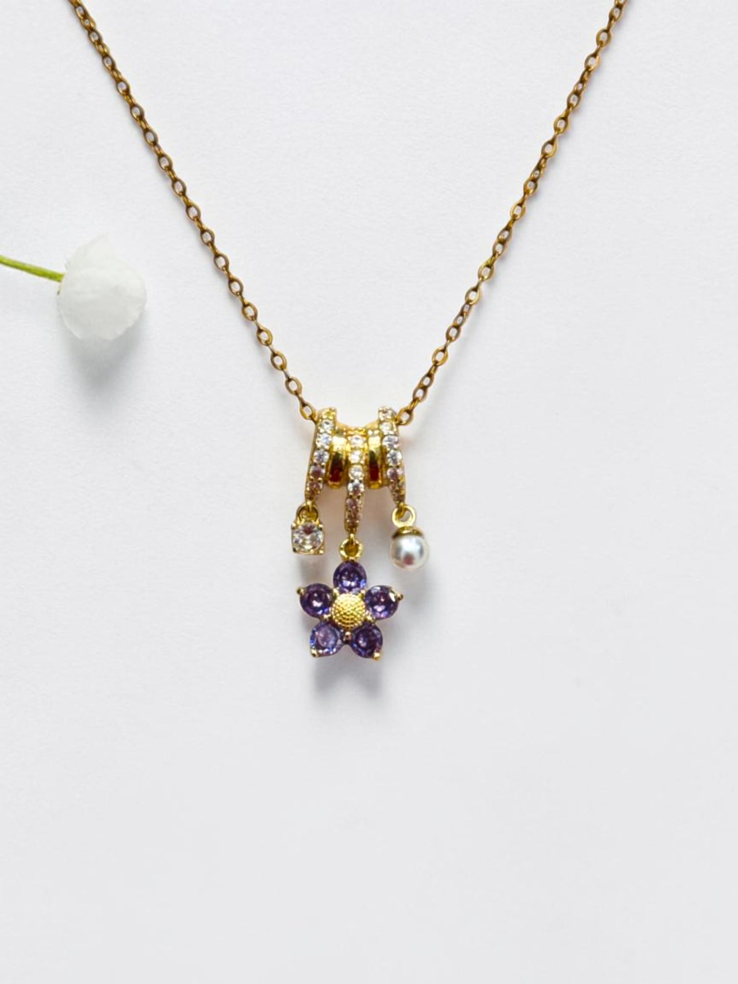 PURPLE FLORAL AILANY NECKLACE