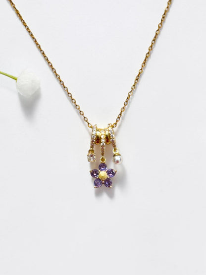 PURPLE FLORAL AILANY NECKLACE