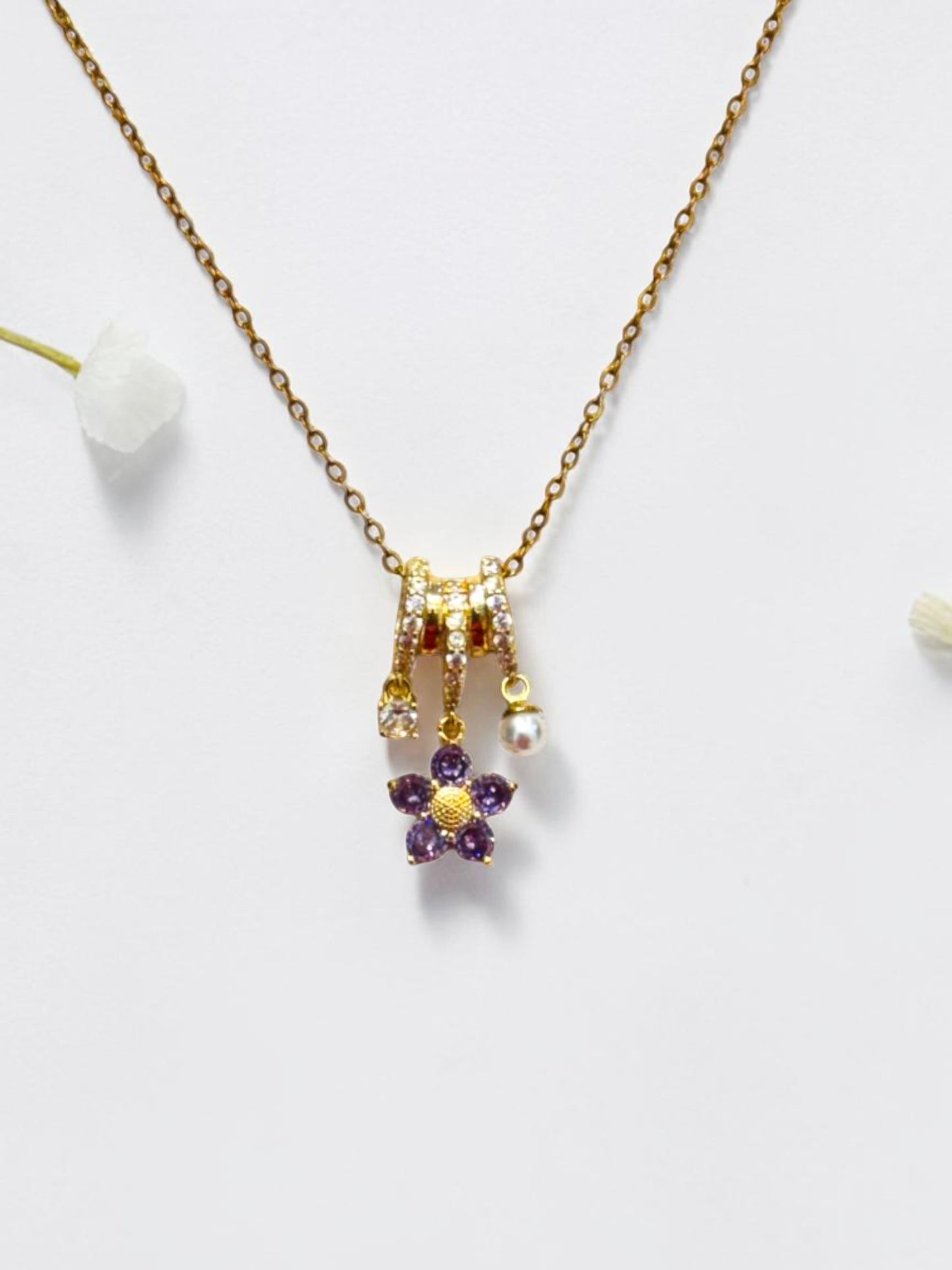PURPLE FLORAL AILANY NECKLACE