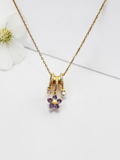PURPLE FLORAL AILANY NECKLACE