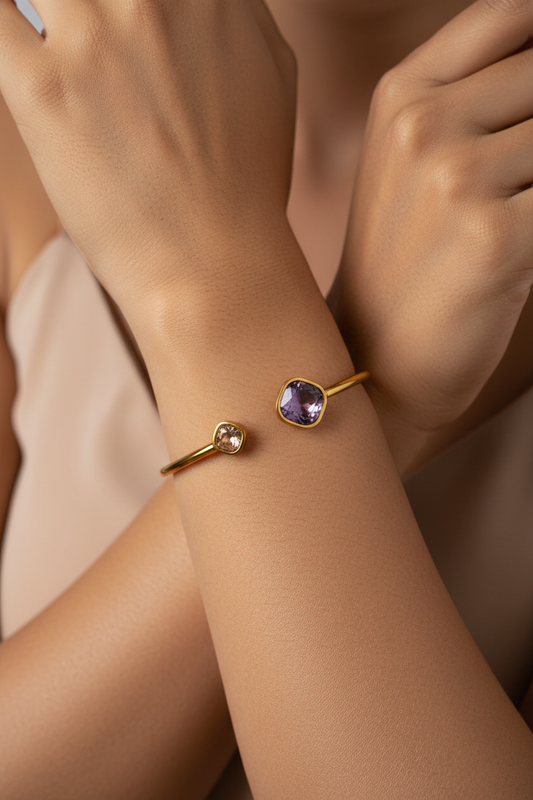 PURPLE STONE STEVIE BRACELET (CUFF)