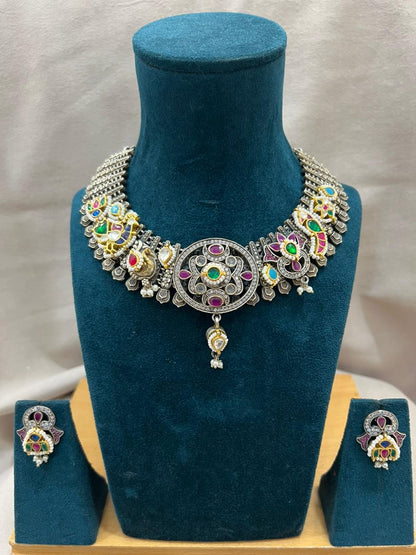 PURPLE MEETANYA GERMAN SILVER JEWELLERY SET