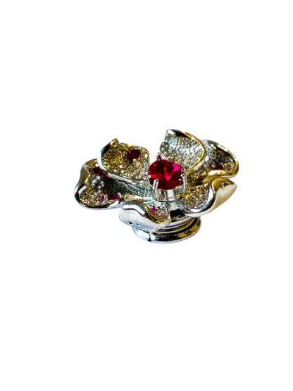 RUBY-PINK FLORAL MISKA BROOCH (MAGNETIC)