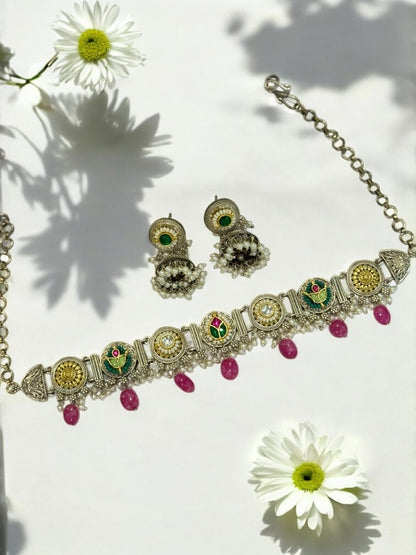 RUBY ARINA GERMAN SILVER JEWELLERY SET