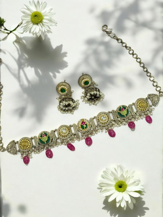 RUBY ARINA GERMAN SILVER JEWELLERY SET