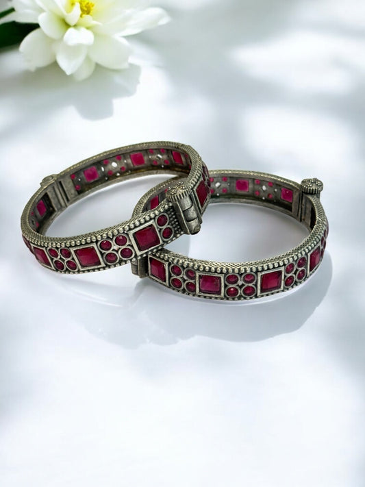RUBY ATIKA GERMAN SILVER BANGLE