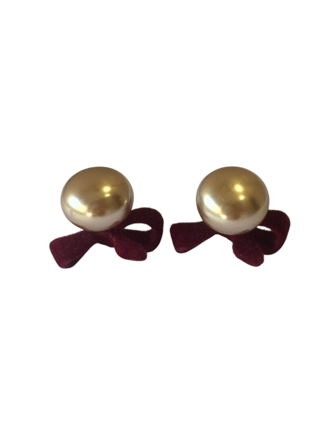 RUBY BOW PEARL EMETEY EARRINGS