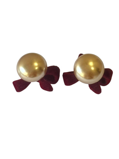 RUBY BOW PEARL EMETEY EARRINGS