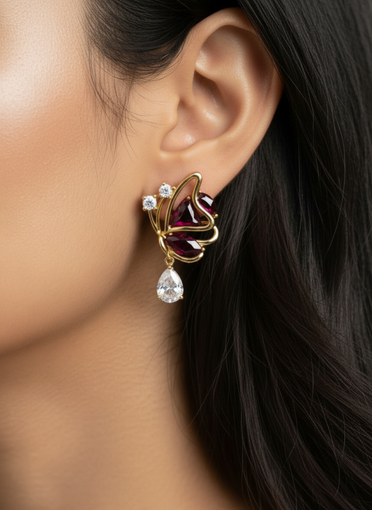 RUBY DIAMOND BUTTERFLY SEAN EARRINGS