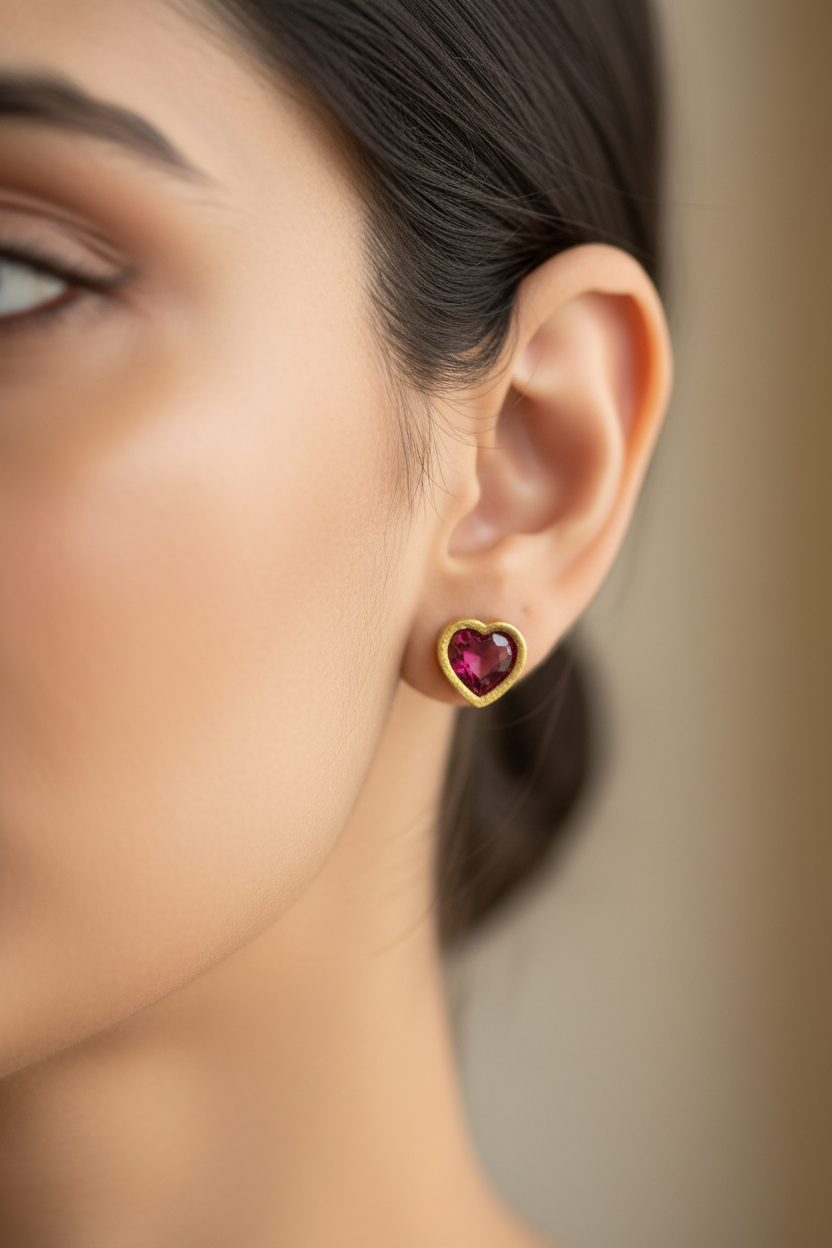 RUBY HEART DIAMOND TEJA EARRINGS
