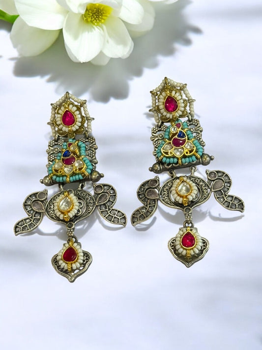 RUBY JANSYA GERMAN SILVER EARRINGS