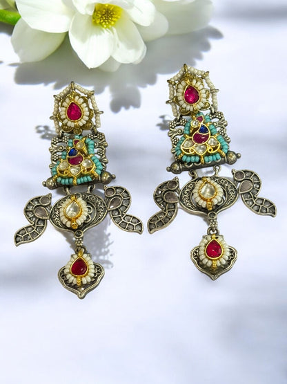 RUBY JANSYA GERMAN SILVER EARRINGS