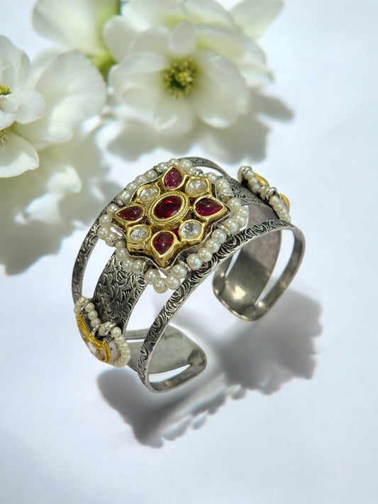 RUBY KHUSMAN GERMAN SILVER BANGLE