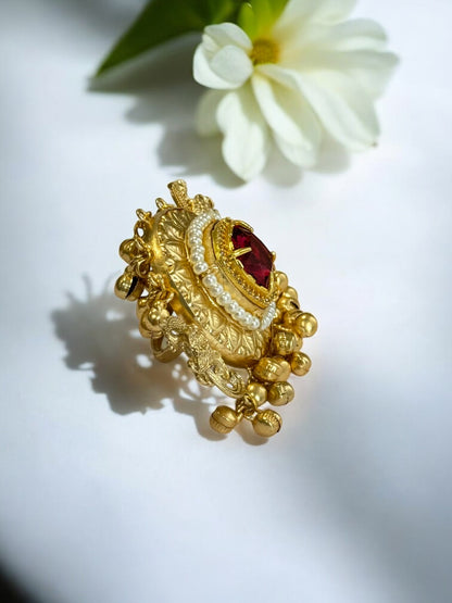 RUBY RITVIKA GERMAN SILVER RING