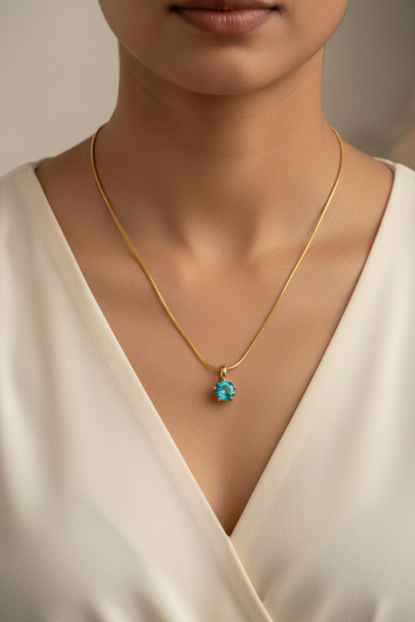 SEA BLUE DIAMOND REUBEN NECKLACE