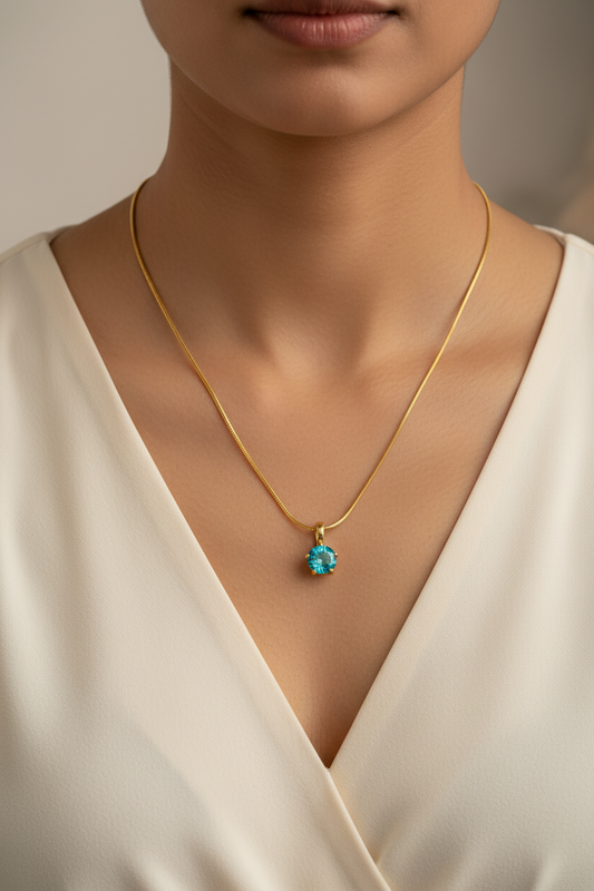 SEA BLUE DIAMOND REUBEN NECKLACE