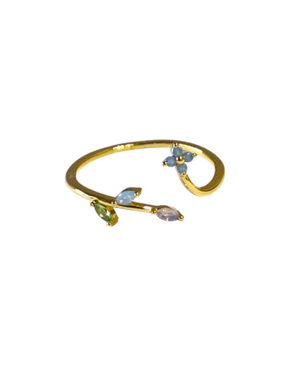 SEA BLUE FLORAL DIAMOND NASTASIA RING