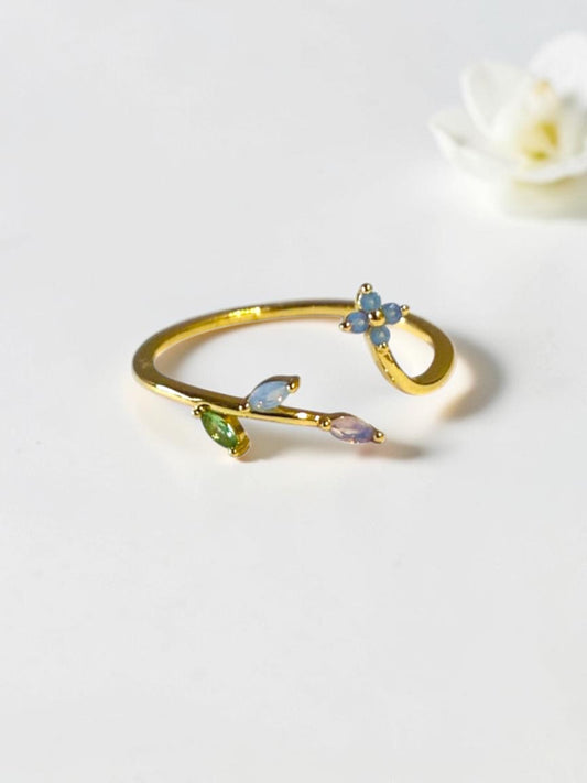 SEA BLUE FLORAL DIAMOND NASTASIA RING